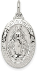 925 Sterling Silver Miraculous Medal Pendant (L- 29 mm, W- 15 mm)