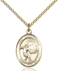 Bonyak Jewelry St. Christopher - Soccer Hand-Crafted Oval Medal Pendant in 14kt Yellow Gold-Filled