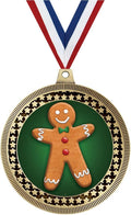 Crown Awards 2.75' Gingerbread Man Medal Award, Gold Vega Gingerbread Man Team Trophy Award Includes Free Neck Ribbon