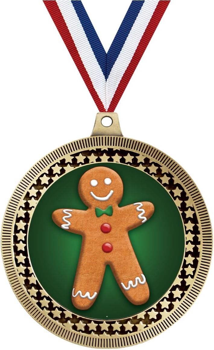 Crown Awards 2.75' Gingerbread Man Medal Award, Gold Vega Gingerbread Man Team Trophy Award Includes Free Neck Ribbon
