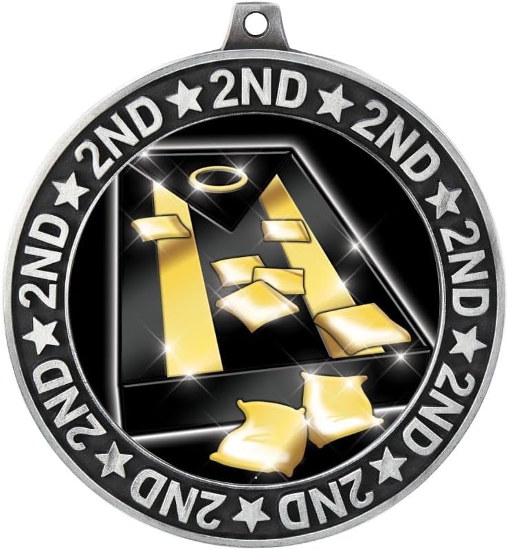 Crown Awards 2.75' 2nd Place Cornhole Shadow Medal Award, Silver Trophy Medal Prime