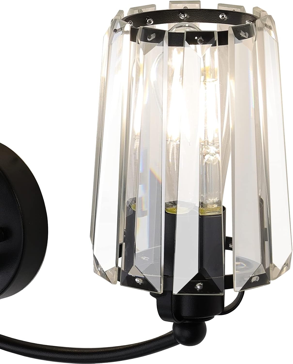 Aipsun Crystal Vanity Light Fixtures Modern Crystal Bathroom Light Fixtures Black Vanity Lights for Bathroom E26 Base (Exclude Bulb)