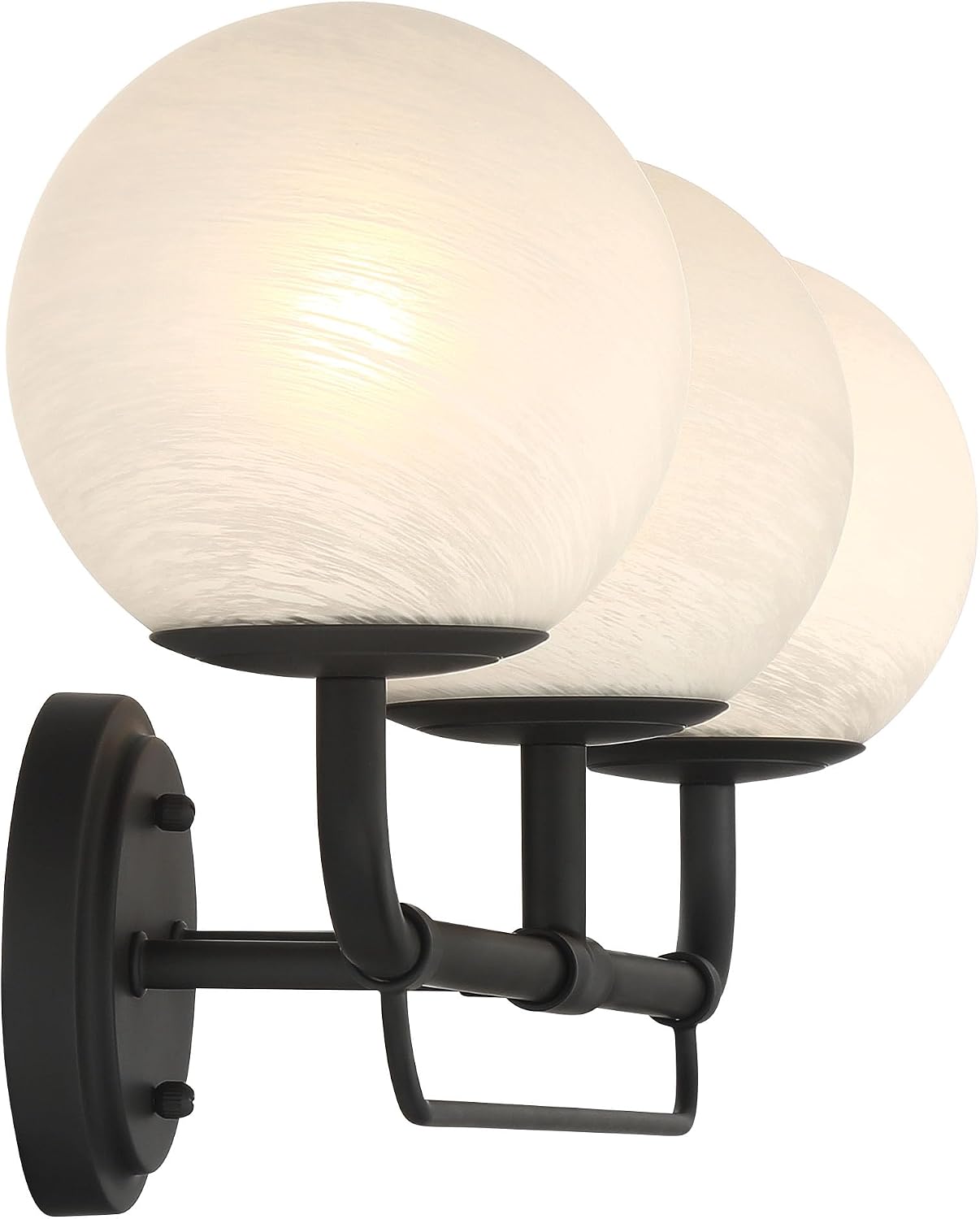 Minka Lavery 3793-899 Whitehall 3 Light 28' Wide Bathroom Vanity Light - Dark Matte Black with Etched Alabaster Glass