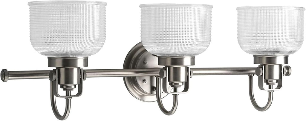 Progress Lighting Archie Collection 3-Light Clear Double Prismatic Glass Coastal Bath Vanity Light Polished Chrome