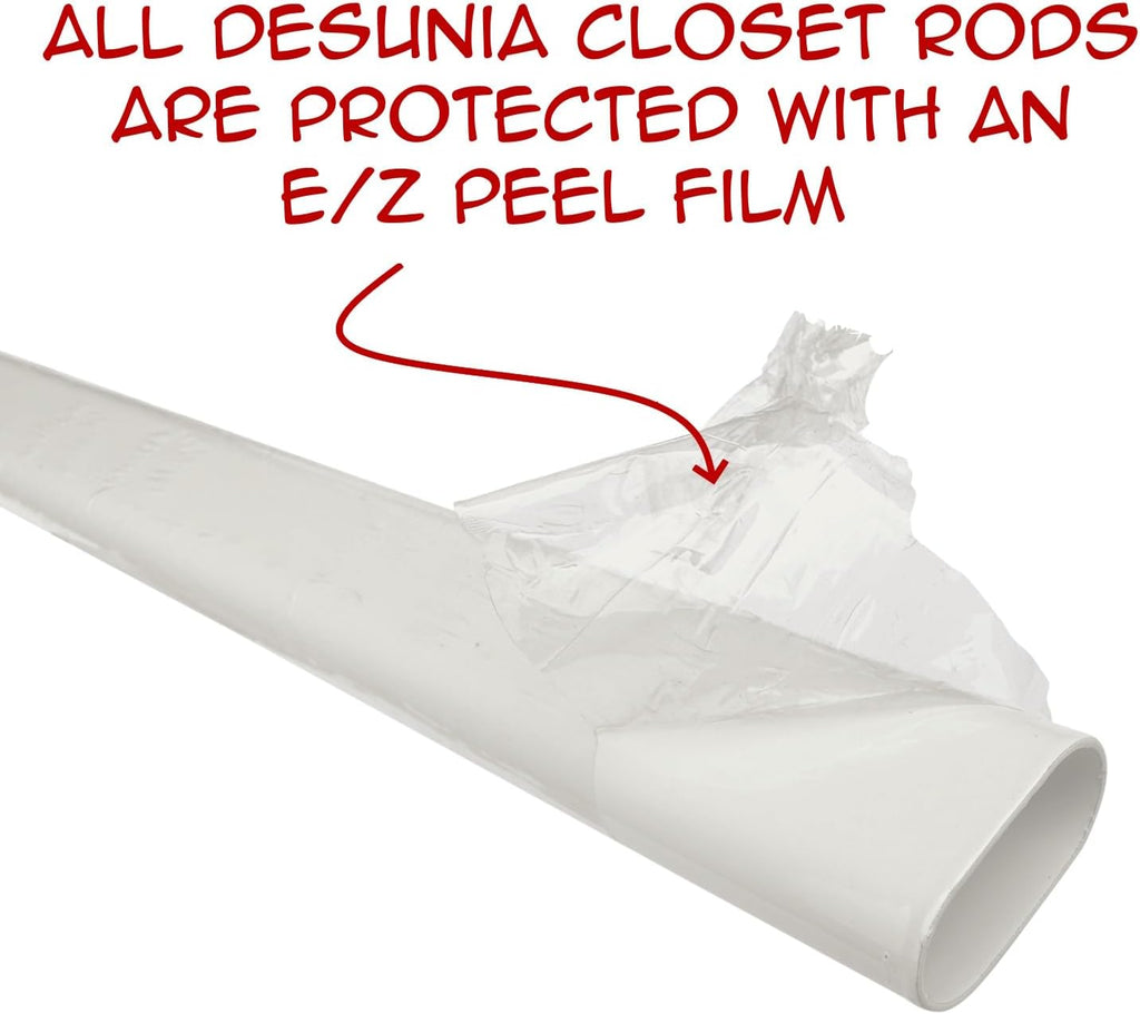 36' Long Oval Closet Rod | Heavy Duty Wardrobe Clothes Pole | Gloss White | 10 Pack