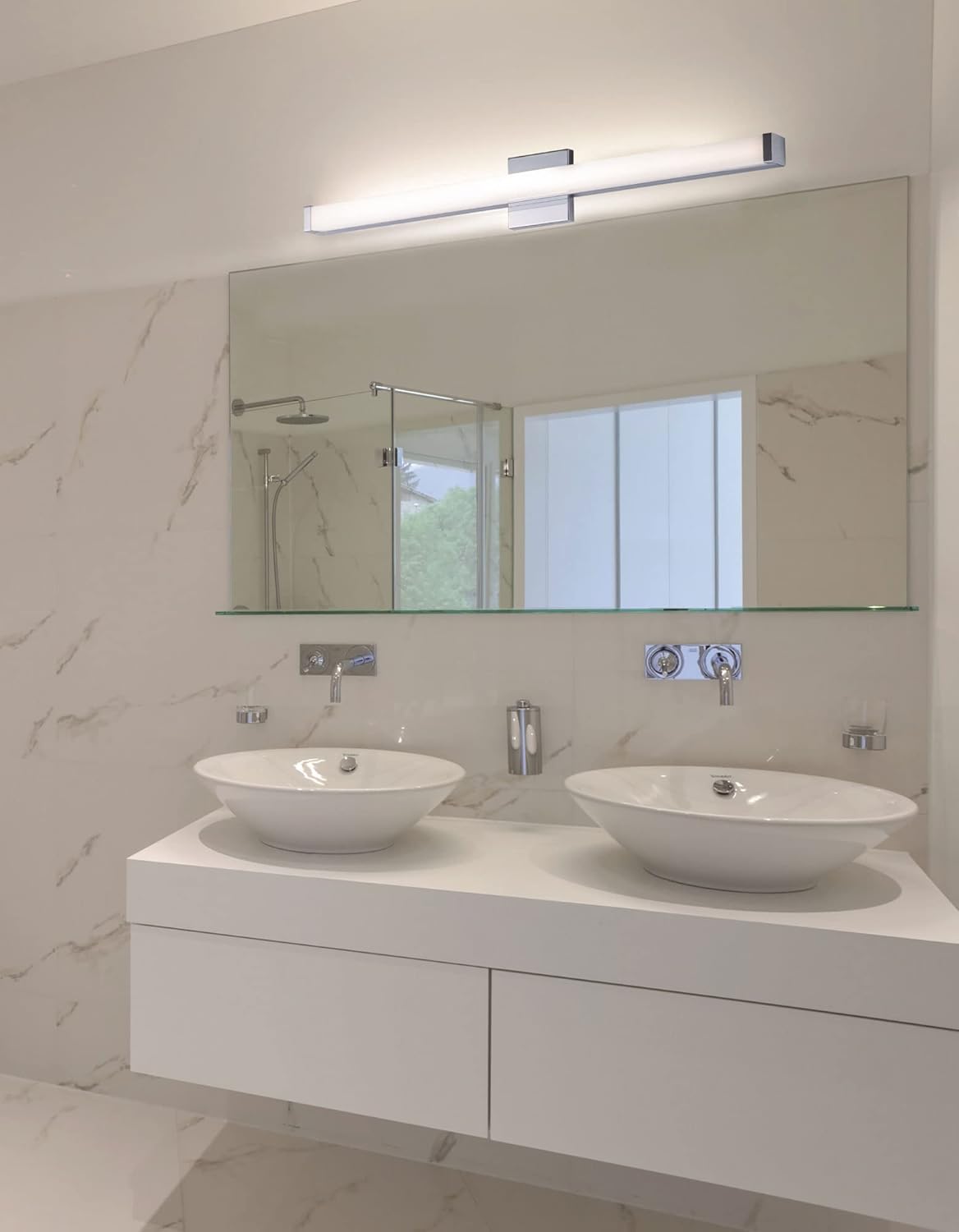 Maxim Lighting Spec Vanity 48' 1-Light Bath Vanity Light | Satin Nickel Aluminum Finish | Pmma Acrylic Shade | Contemporary Indoor Light Fixture | Ideal for Bathrooms & Powder Rooms | 52008SN