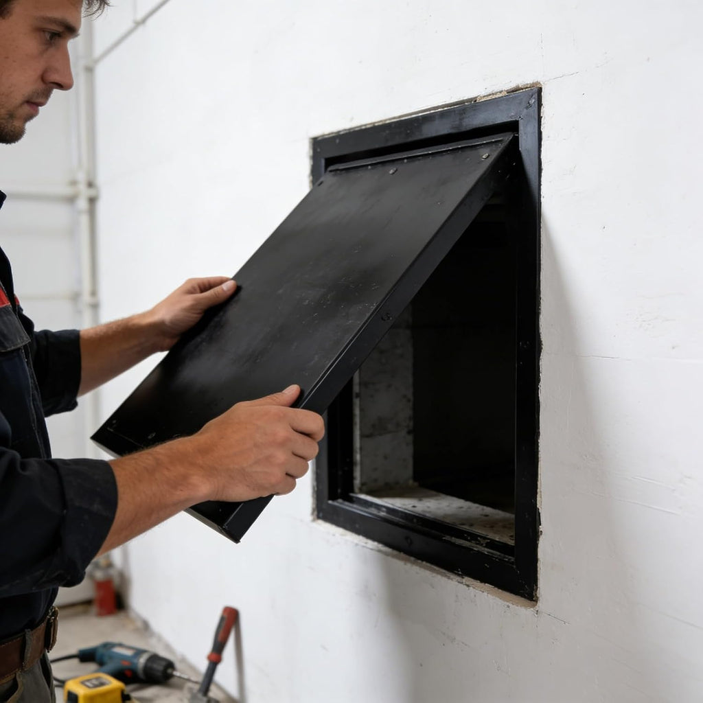 Small Access Panel 8x8 10x10 12x12 14x14 16x16, Push Button Latch Access Door Hatch Black, Drywall Plumbing Inspection Cover for Cables Wiring(55x45cm(22x18in))