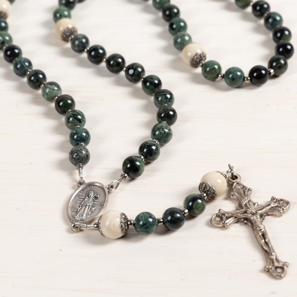 THE CATHOLIC COMPANY Stone Bead Rosary – Catholic Prayer Beads, Traditional Devotional Design, Durable and Lightweight, Gift for Men and Women