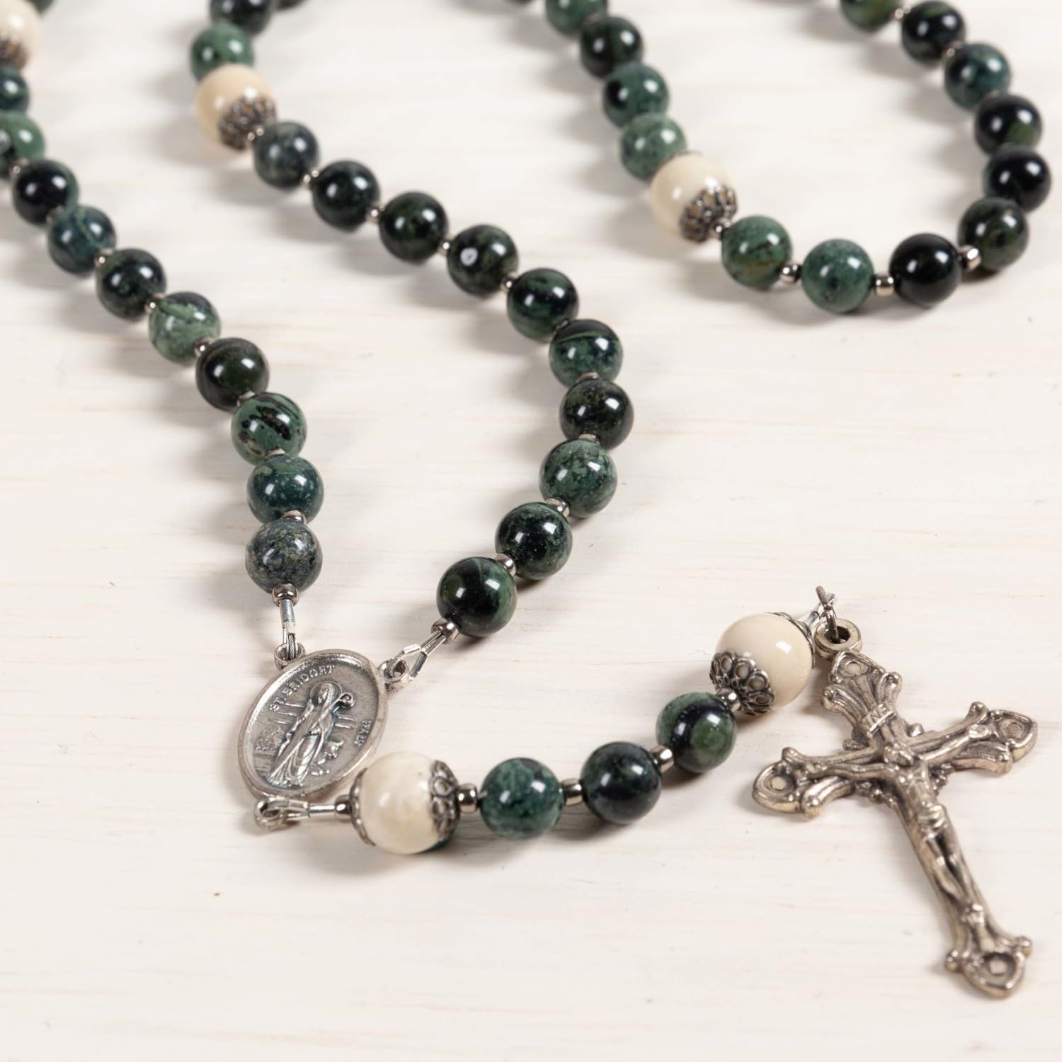 THE CATHOLIC COMPANY Stone Bead Rosary – Catholic Prayer Beads, Traditional Devotional Design, Durable and Lightweight, Gift for Men and Women