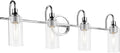 Kichler Kavi 4-Light Bathroom Vanity Light Fixture 31.5' Modern Chrome Finish with Clear Glass Over Mirror, Damp Rated for Powder Room and Bath (31.5' W x 10' H), 55212CH