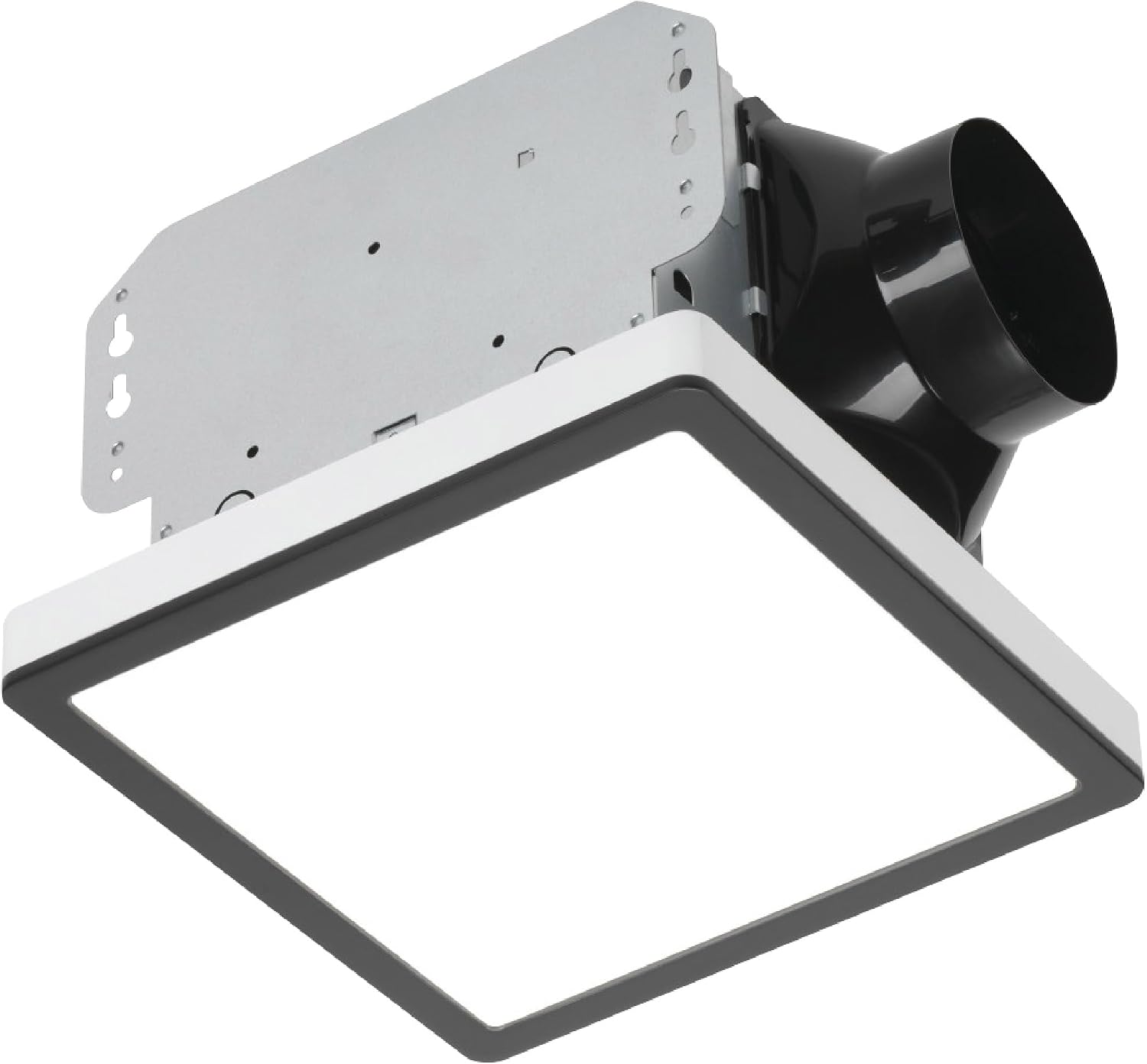 Homewerks 7105-12-MB Bathroom Fan with Light 100-CFM 2 Sones Matte Black Square Ventilation Fan with Dimmable LED Light and Magnetic Trim Ring