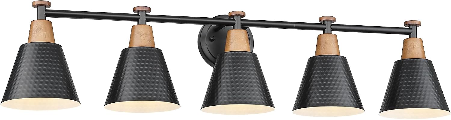 FEMILA 37.4' Black Vanity Light, Black Bathroom Light Fixture, Bathroom Lighting Fixtures Over Mirror with Matte Black Finish, 4FG59B-5W BK