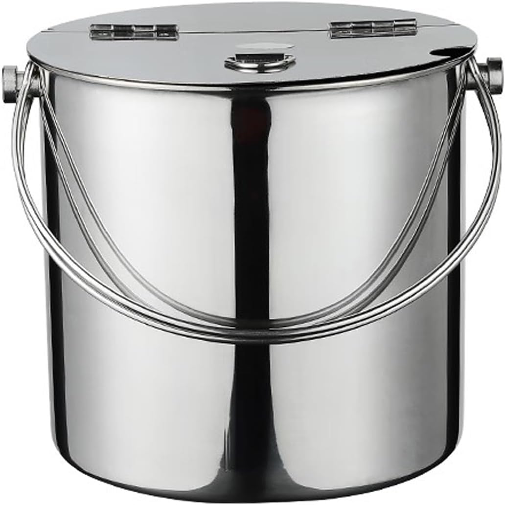 Ice Buckets Thickened Stainless Steel Type Ice Bucket with Flip Lid and Carry Handle Business and Family Party Metal Ice Bucket Beverage Tub Ice Bucket Champagne Buckets Bar Ice Bucket(6.7L)