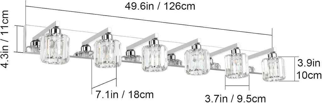Aipsun Bathroom Vanity Light Crystal Vanity Lighting Fixtures 6 Lights Chrome Vanity Light for Bathroom (Exclude Bulb)