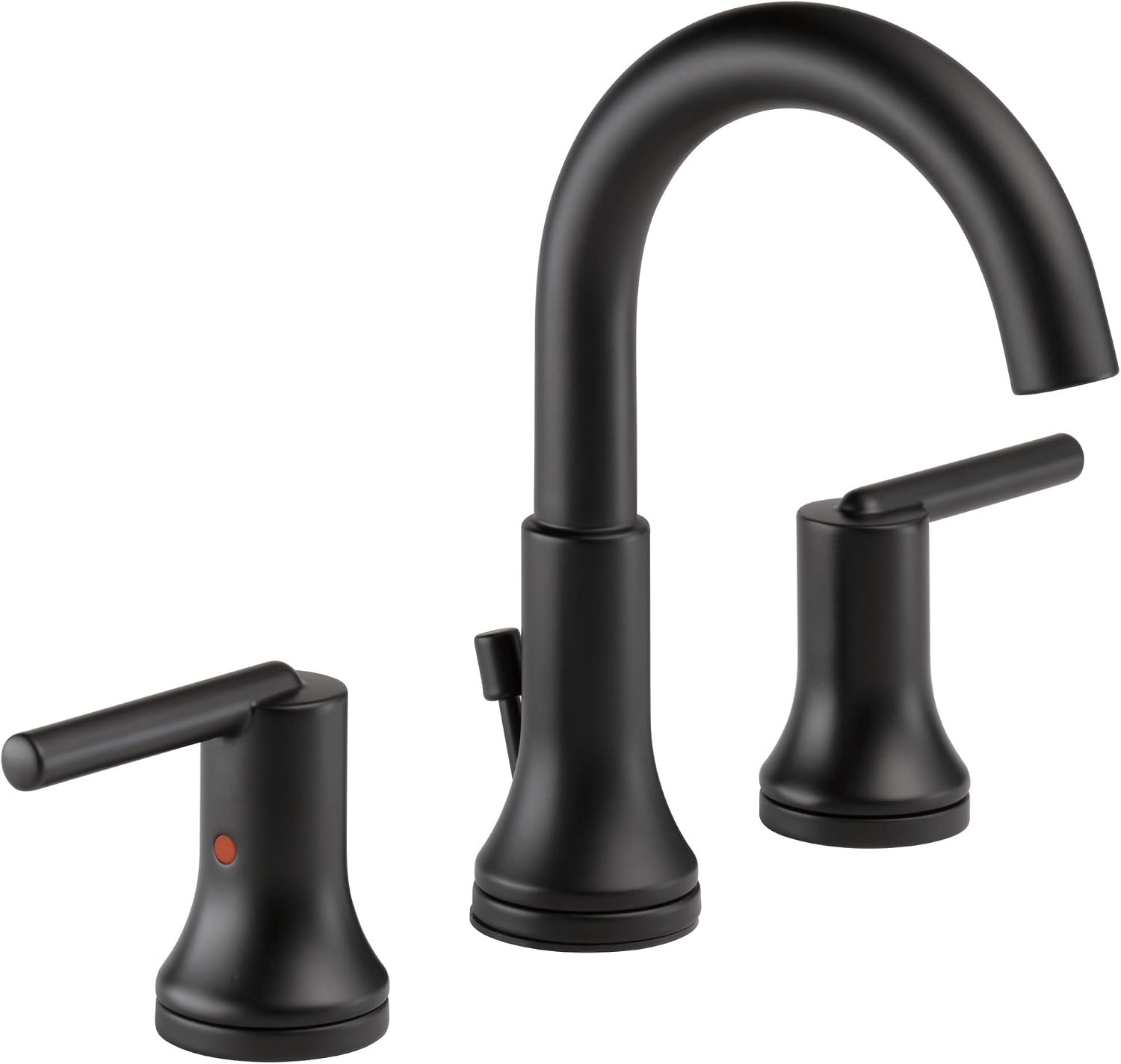 Delta Trinsic Matte Black Bathroom Faucet 3 Hole, 8 Inch Widespread Bathroom Sink Faucet for Vanity, Metal Push-Pop Drain Assembly, Matte Black 3559-BLMPU-DST