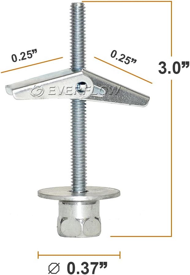 Everflow Sammys 8064925-100 SST 30 3/8 Inch Screw Vertically Threaded Rod Anchor Design for Drywall or Prestressed Concrete, Steel, Zinc, Corrosion Resistance, 1/4 x 3 Inch Screw Length (Pack of 100)