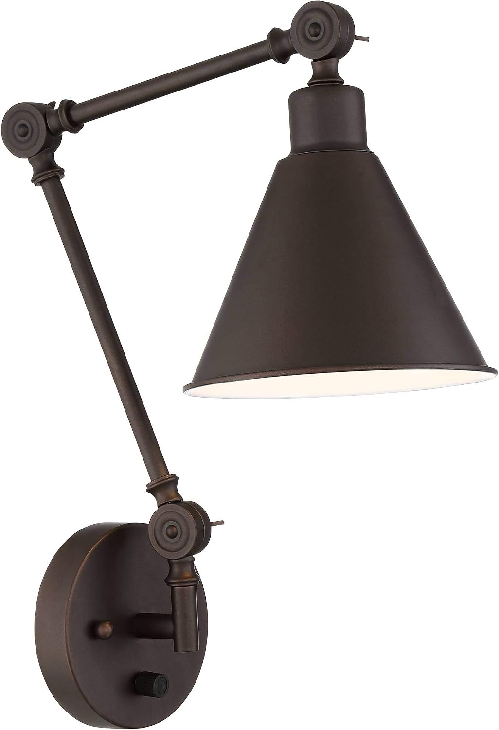 360 Lighting Wray Modern Industrial Vertical Adjustable Swing Arm Plug in Wall Lights Set of 2 Lamps Dark Bronze Light Fixture Up Down Sconce Bedroom Bedside House Reading Living Room Hallway
