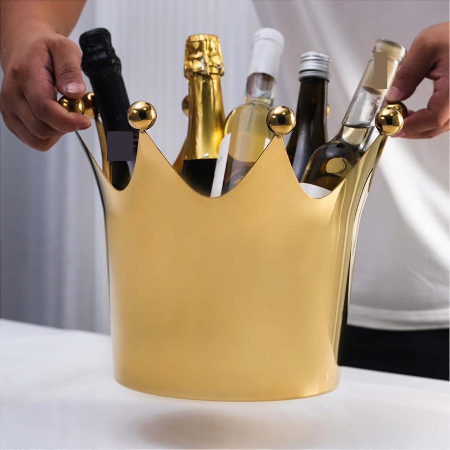 Ice Bucket for Parties Stainless Steel Beverage Tub Wedding Banquet(Gold)