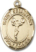 Bonyak Jewelry St. Sebastian - Cheerleading Hand-Crafted Oval Medal Pendant in 14kt Yellow Gold