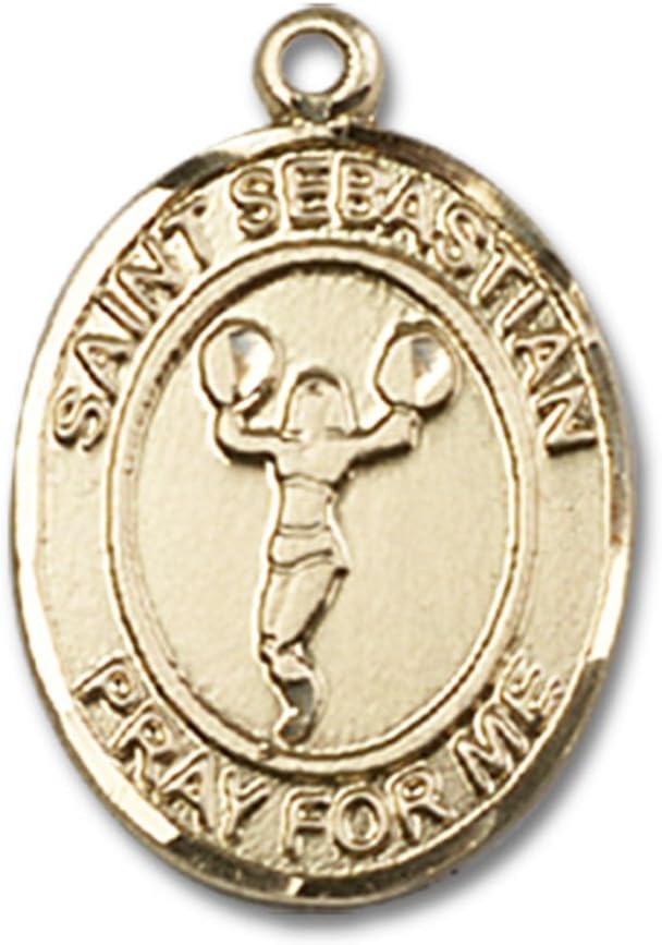 Bonyak Jewelry St. Sebastian - Cheerleading Hand-Crafted Oval Medal Pendant in 14kt Yellow Gold