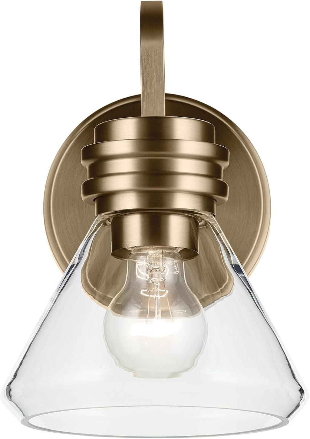 Kichler Farum 7.25' 1-Light Wall Sconce Bathroom Vanity Light Fixture with Clear Glass in Champagne Bronze for Modern Lighting Over Mirror (7.25' W x 9.5' H) 55153CPZCLR