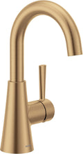 Moen Ronan One-Handle Bathroom Sink Faucet, Bronzed Gold | Single Hole, Optional Deckplate, Spring-Loaded Drain Assembly, 84021BZG