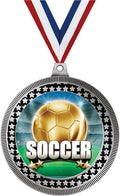 Crown Awards 2.75' Soccer Titan Series Award Medal, Silver Vega Soccer Titan Series Team Trophy Award Includes Free Neck Ribbon