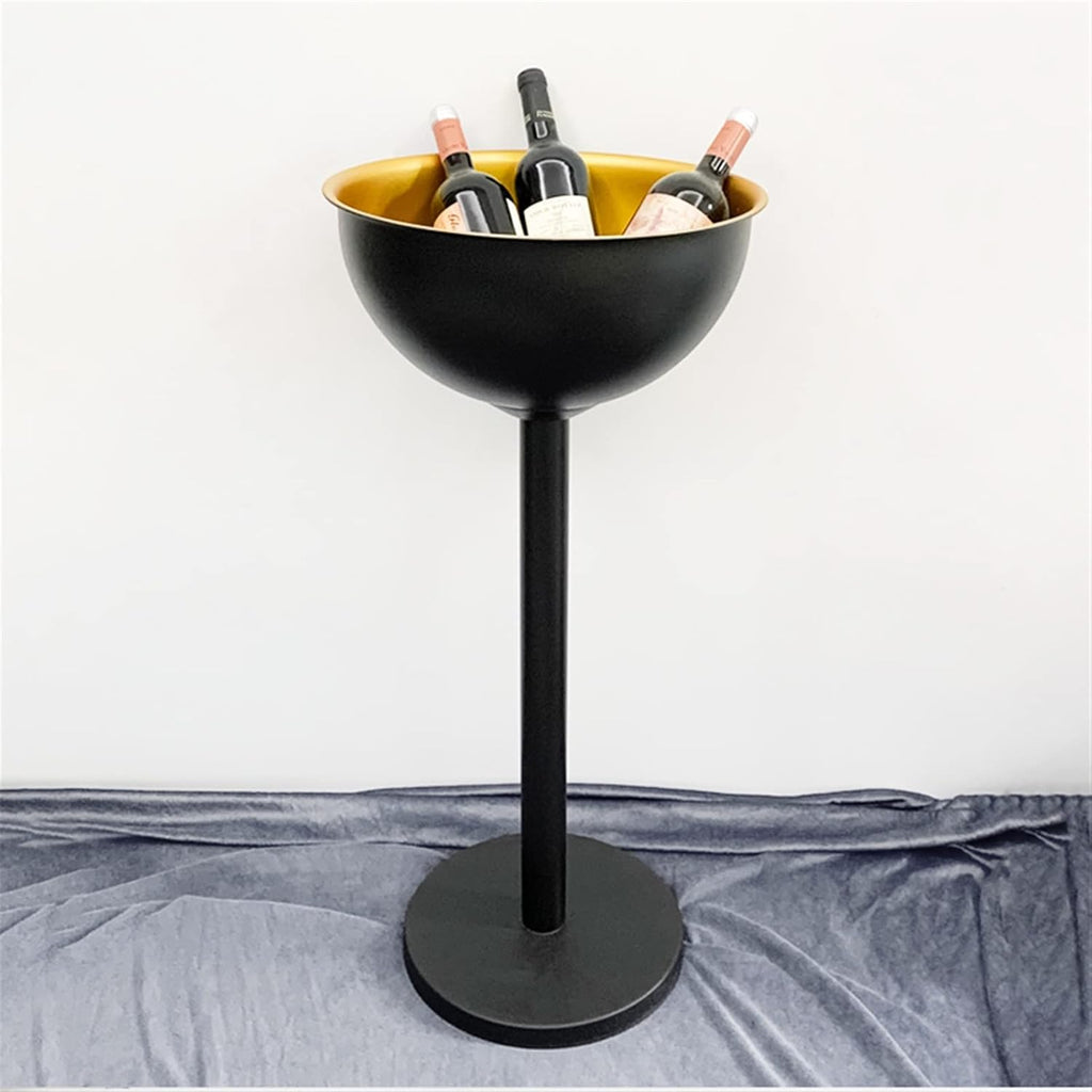 Ice Bucket Champagne Bucket Stainless Steel Ice Bucket Vertical with Rack Champagne Bucket Thickened Ice Wine Basin Household Ice Bucket Bar Ktv Ice Cooler Ice Bucket Beverage Tub (Color : Brass)