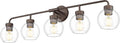 zeyu 5-Light Modern Vanity Light Fixture, 38.5 Inch Bathroom Light Fixtures Wall Mount with Clear Glass Globe Shade, Oil Rubbed Bronze Finish, ZS62BG-5W ORB