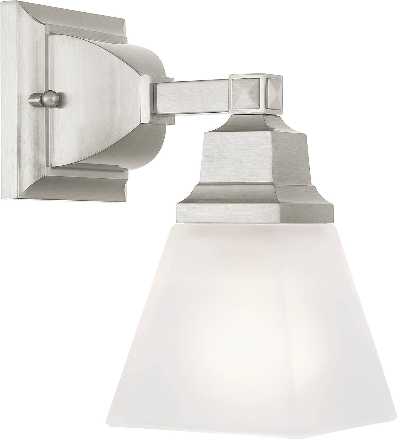 Livex Lighting 1031-91 Mission Wall Sconce Brushed Nickel with Frosted Glass