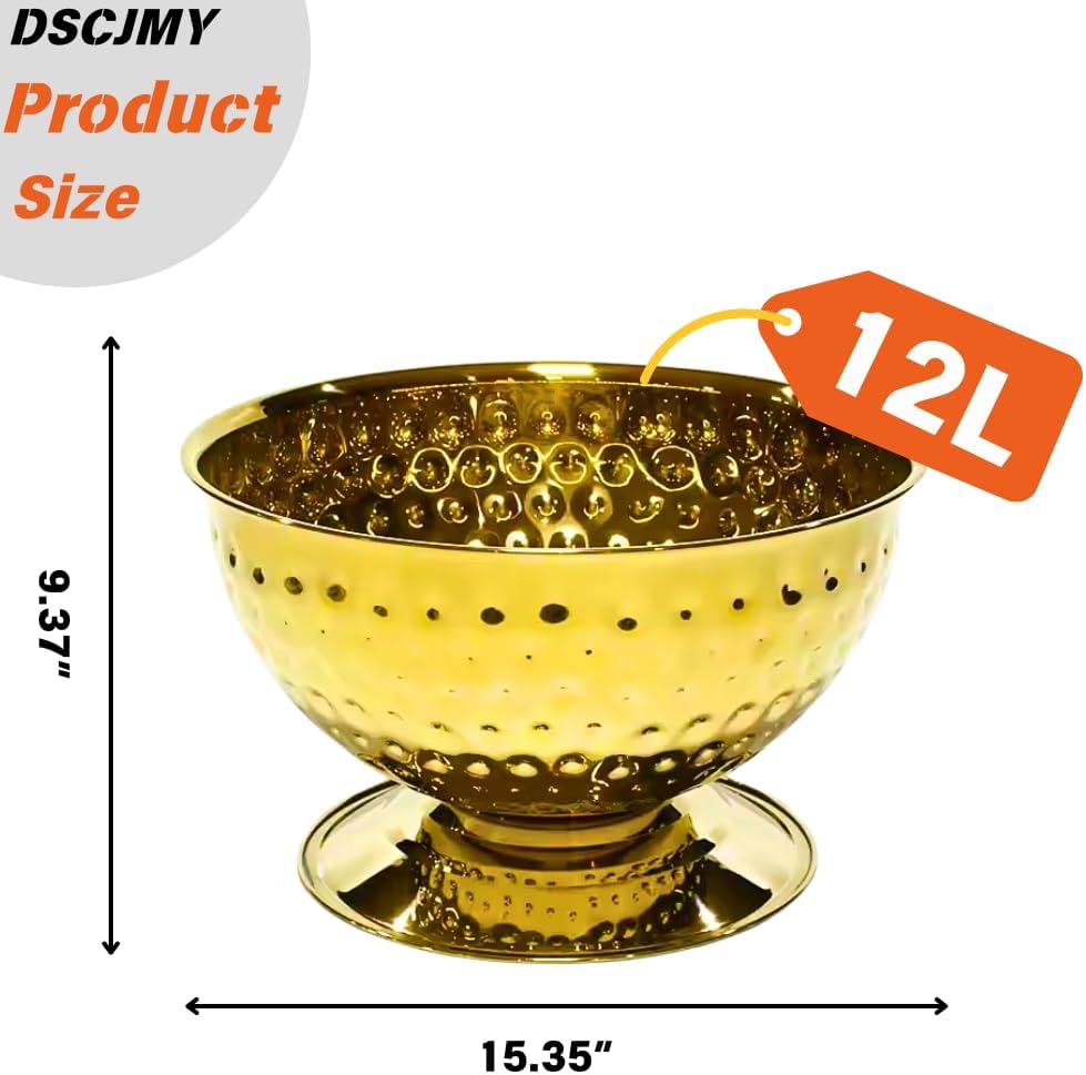 Luxurious Ice Bucket for Parties,Party Sized 12L Drink Cooler for Parties,Gold Stainless Steel Ultimate Champagne Bucket for Celebrations,Buckets for Drinks,Large Ice Bucket for Events