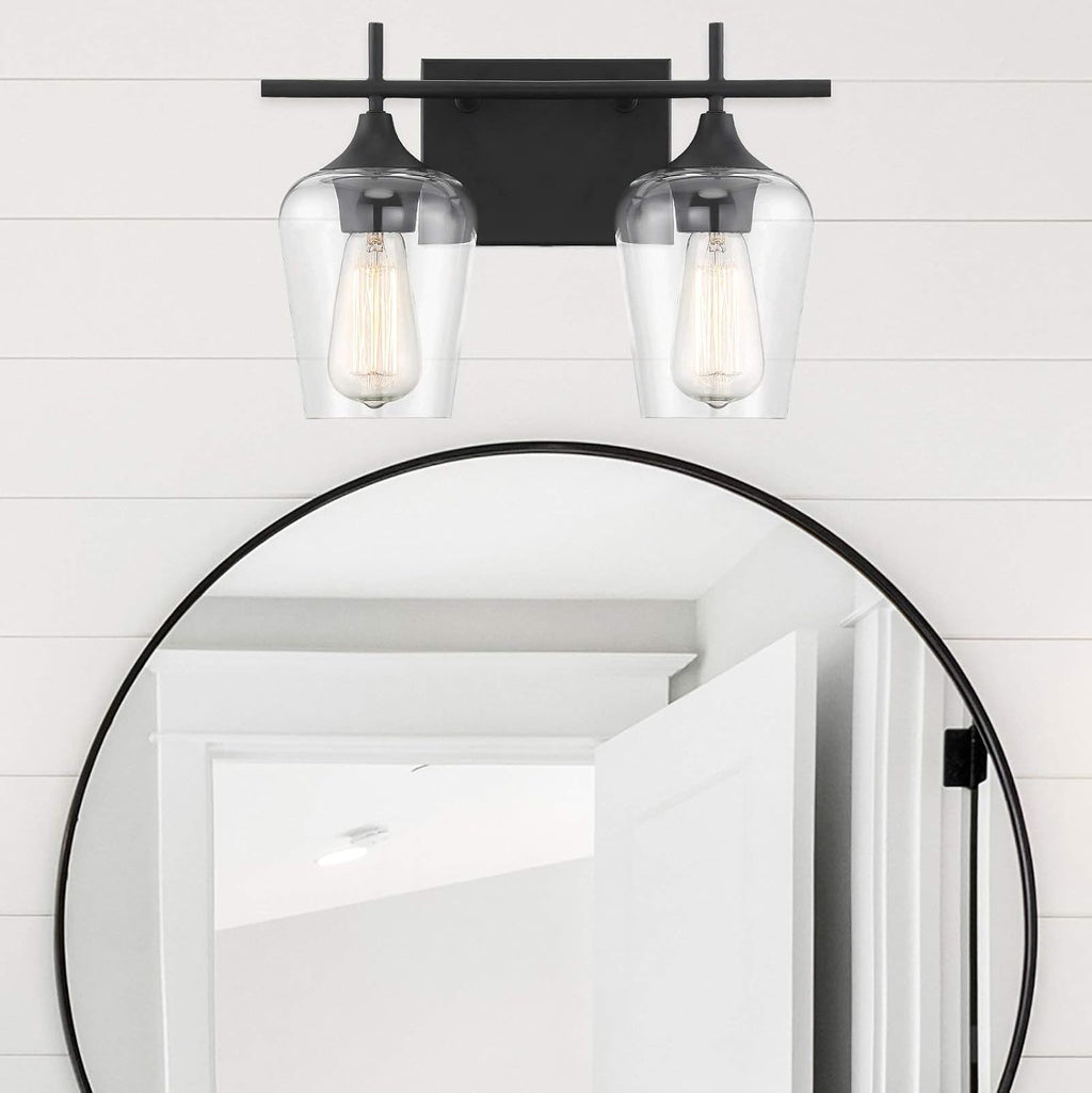 Savoy Essentials 8-4030-2-322 Octave Bohemian Clear Glass Bathroom Vanity Wall Light, 2-Light 120 Total Watts, 10' H x 14' W, Warm Brass