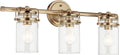Kichler Brinley 24' 3-Light Bathroom Vanity Light Fixture with Clear Glass in Champagne Bronze, Modern Farmhouse Mason Jar Style for Mirror Lighting (24' W x 10.25' H), 45689CPZ