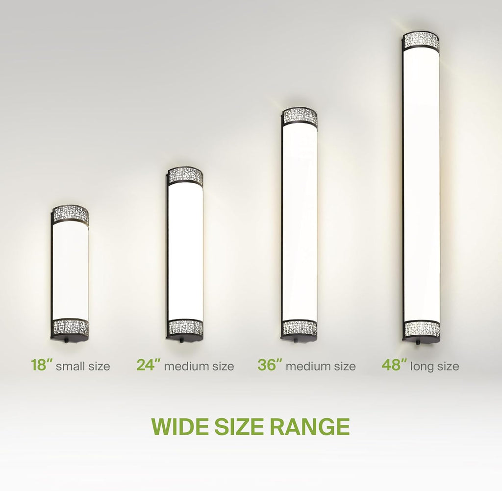 ASD 18 Inch LED Bathroom Vanity Light, 5CCT 2700K-5000K 20W, Dimmable Bathroom Light Fixtures, Modern Vanity Lights for Bathroom Lighting Fixtures Over Mirror, Wall Light Bar, Black, ETL, 4 Pack