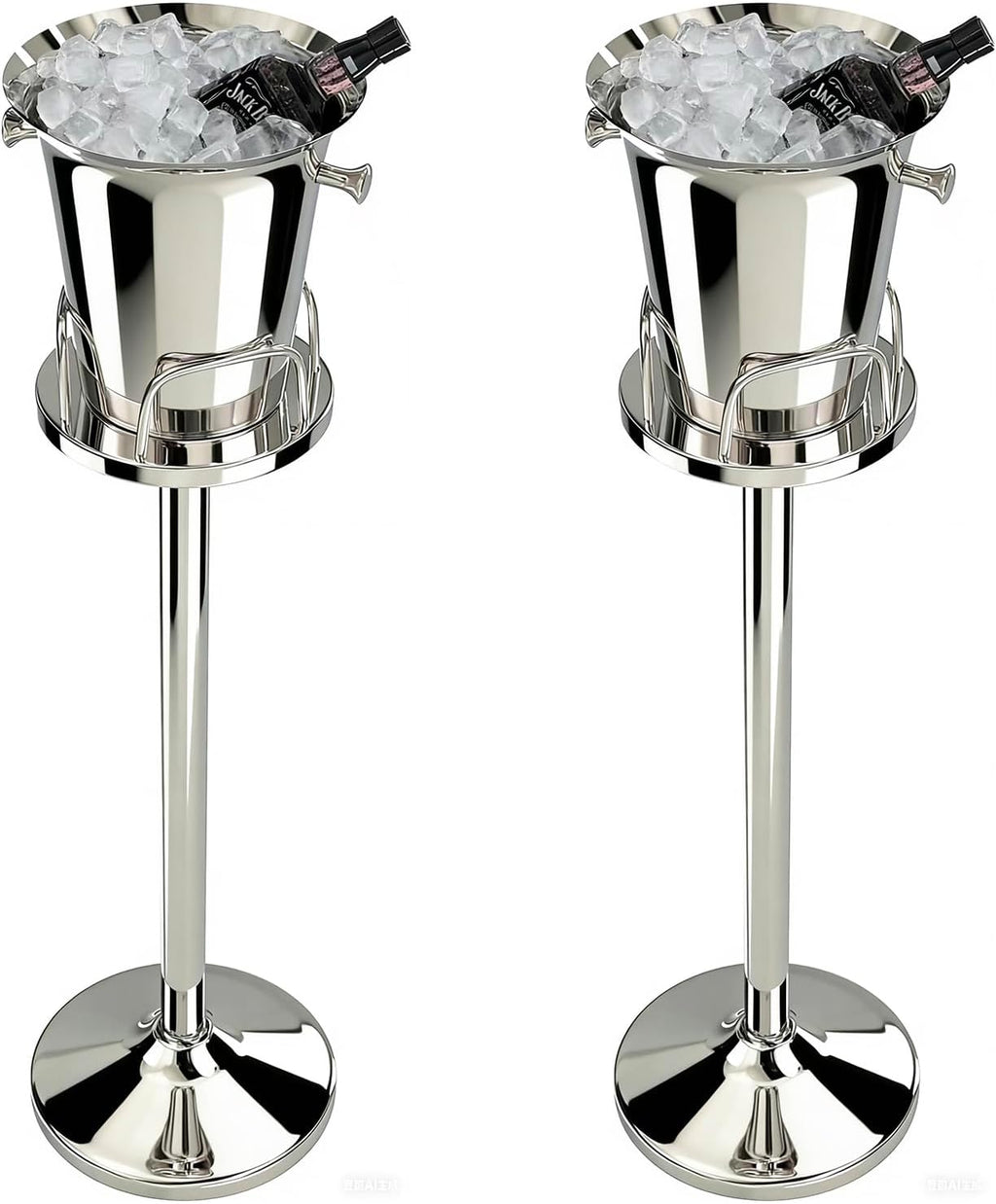 Ice Bucket Champagne Ice Bucket with Stand for Party Stainless Steel Stand Champagne Barrel, Wine Bar, for Beer Bar, Wedding, KTV Club Kitchen and Bar Supplies, Gold, 1 Pack (silver, 2 packs)