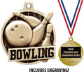 Bowling Medals - 1 1/2' Gold Bowling Medals, Great Kids Bowling Awards with Custom Engraving Prime