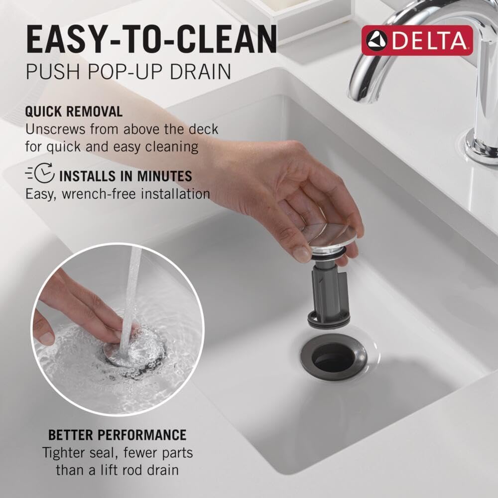 Delta Faucet Esato Widespread Bathroom Faucet Chrome, Bathroom Faucet 3 Hole, Bathroom Sink Faucet, Drain Assembly Included, Chrome 35897LF