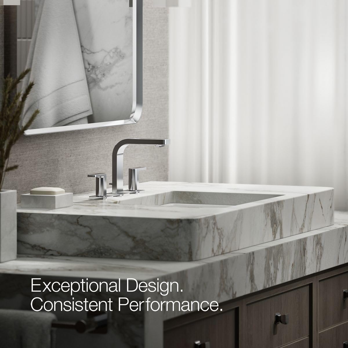 Kohler K-23484-4N-CP Parallel Widespread Bathroom Sink Faucet, .5 GPM, Lever Handles, Polished Chrome
