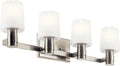 Kichler Adani 4-Light Bathroom Vanity Light Fixture, Modern Wall Mount Lighting with Opal Glass in Brushed Nickel for Over Mirror Installation (8.25' x 30'), 55177NI