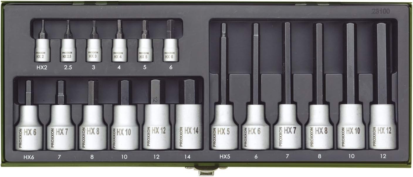 Proxxon 23100 18 Piece Allen Key Socket Set, 1/4 and 1/2 Inch Drive