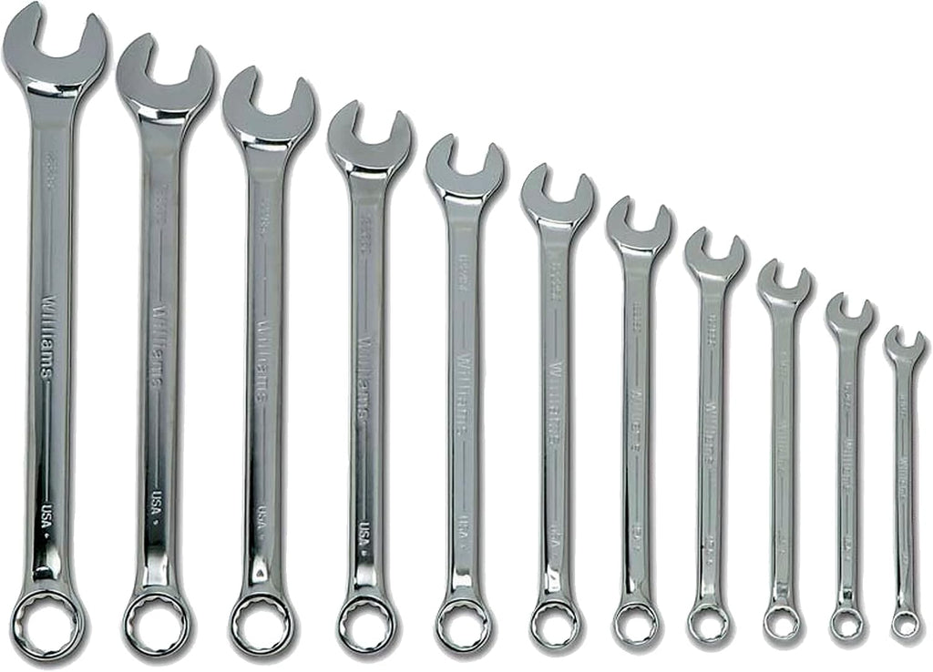 Williams JHWWS-1176 16-Piece SUPERCOMBO SAE Combination Wrench Set, Satin Chrome Finish with SUPERTORQUE Box End and Standard Open End