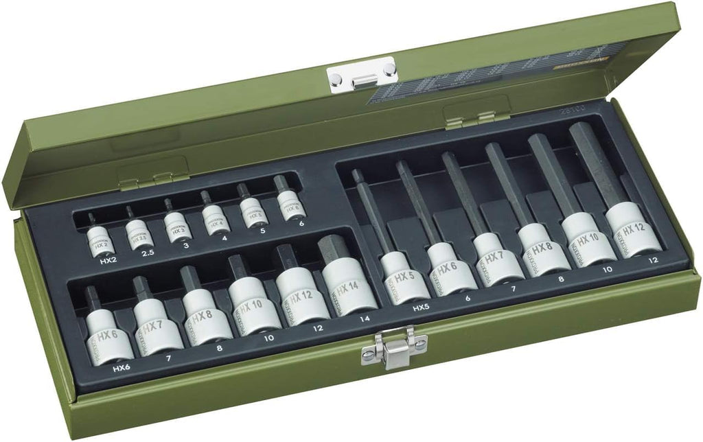 Proxxon 23100 18 Piece Allen Key Socket Set, 1/4 and 1/2 Inch Drive