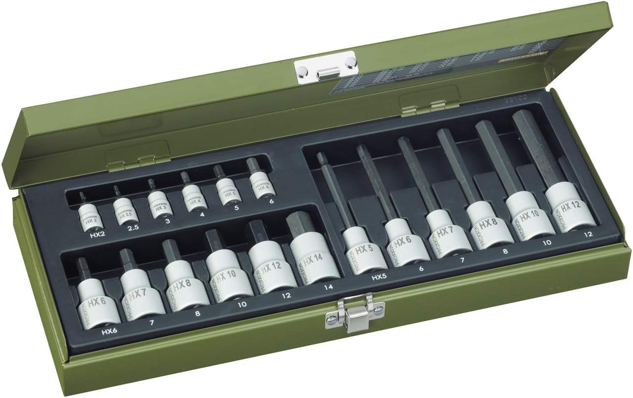 Proxxon 23100 18 Piece Allen Key Socket Set, 1/4 and 1/2 Inch Drive