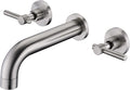 SUMERAIN Wall Mount Tub Faucet Brushed Nickel 3 Hole Bathtub Filler Faucet with Rough in Valve