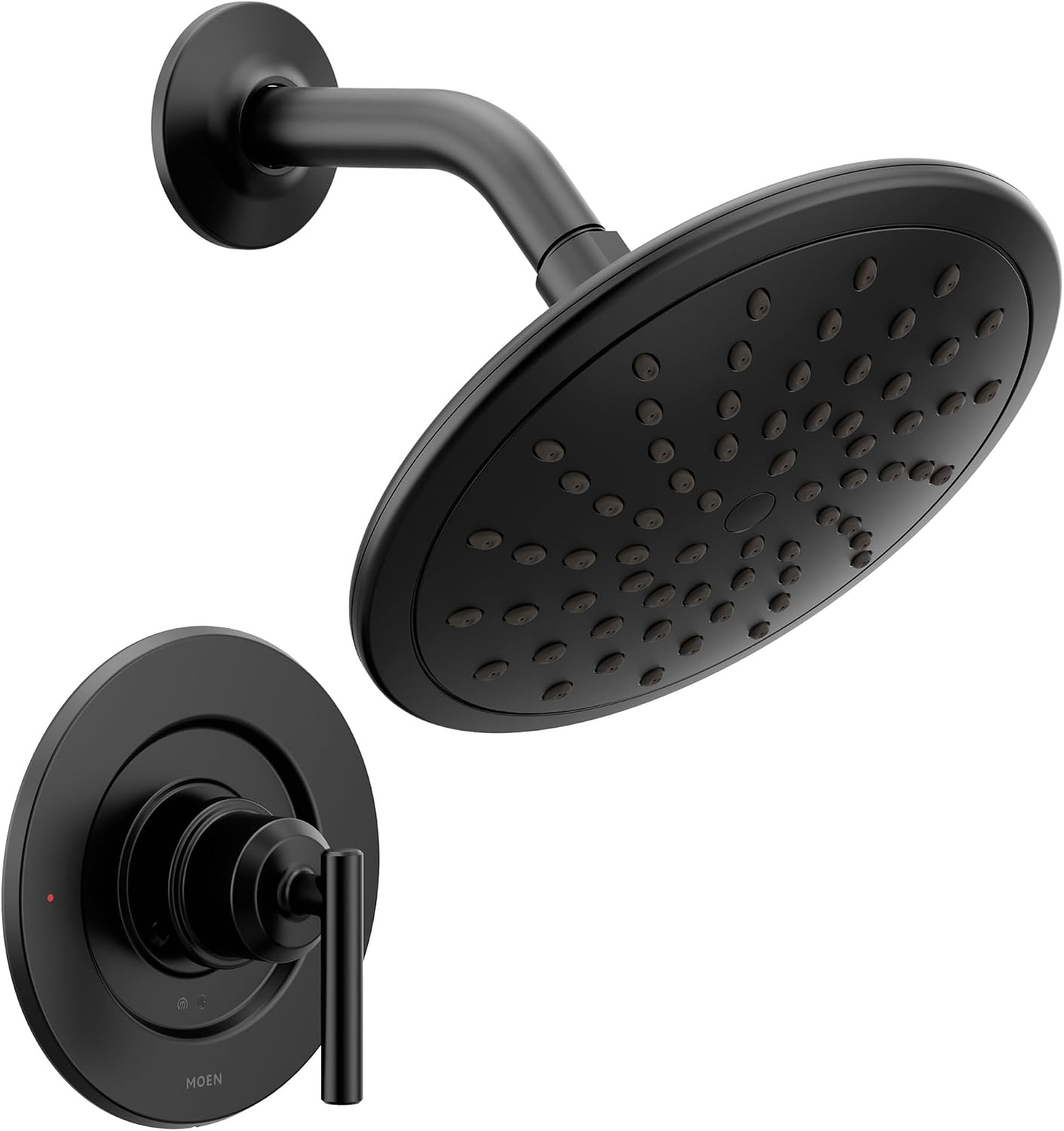 Moen Gibson Posi-Temp Pressure Balancing Modern Shower Trim with 8-Inch Eco-Performance Rainshower Head, Valve Required, Matte Black, T3002EPBL