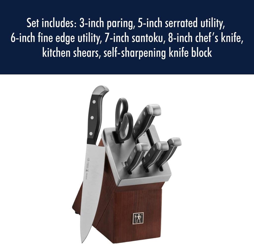 HENCKELS Statement 7-Pc Self-Sharpening Knife Block Set - German Stainless Steel, Built-in Sharpener, Lightweight Handles
