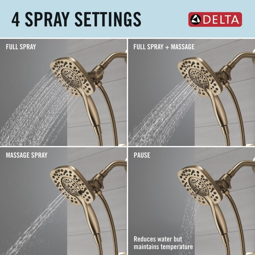 Delta Ashlyn 17 Series Dual-Function Shower Faucet Set with In2ition 2-in-1 Dual Shower Head with Handheld Spray, Gold 2-Handle Valve Trim Kit, Champagne Bronze T17264-I-CZ (Valve Not Included)