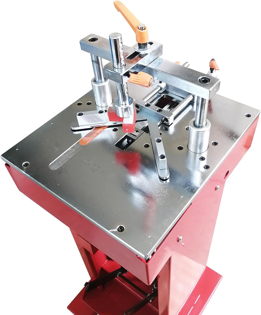 Yokoma Manual Picture Frame Joiner with Foot Crank Vertical Framing Tool 7/10/12/15mm V-Nails Hardware Joining Frame Wood Corner with Four Nail Heads