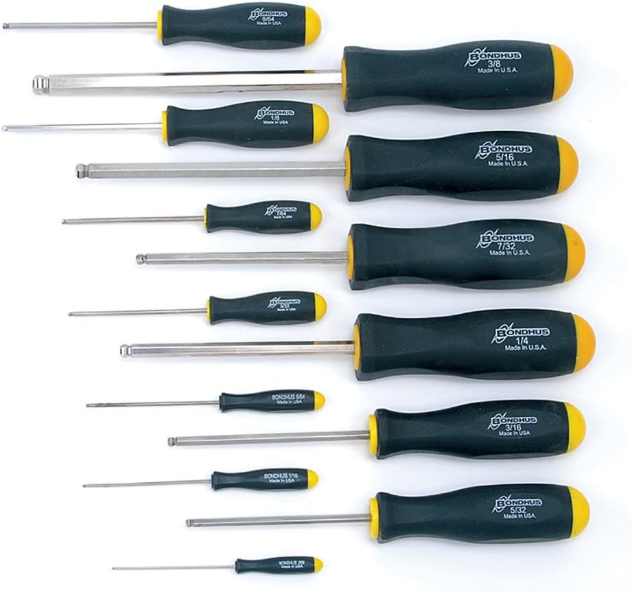Bondhus - Set 13 BriteGuard Plated Ball End Screwdrivers .050-3/8' - 16637