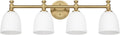 Gold Bathroom Vanity Light, 4-Light Bathroom Light Fixtures Over Mirror, Traditional Vanity Lights for Living Room, Milk White Bell Glass Shades, Standard E26 Base, Aged Brass